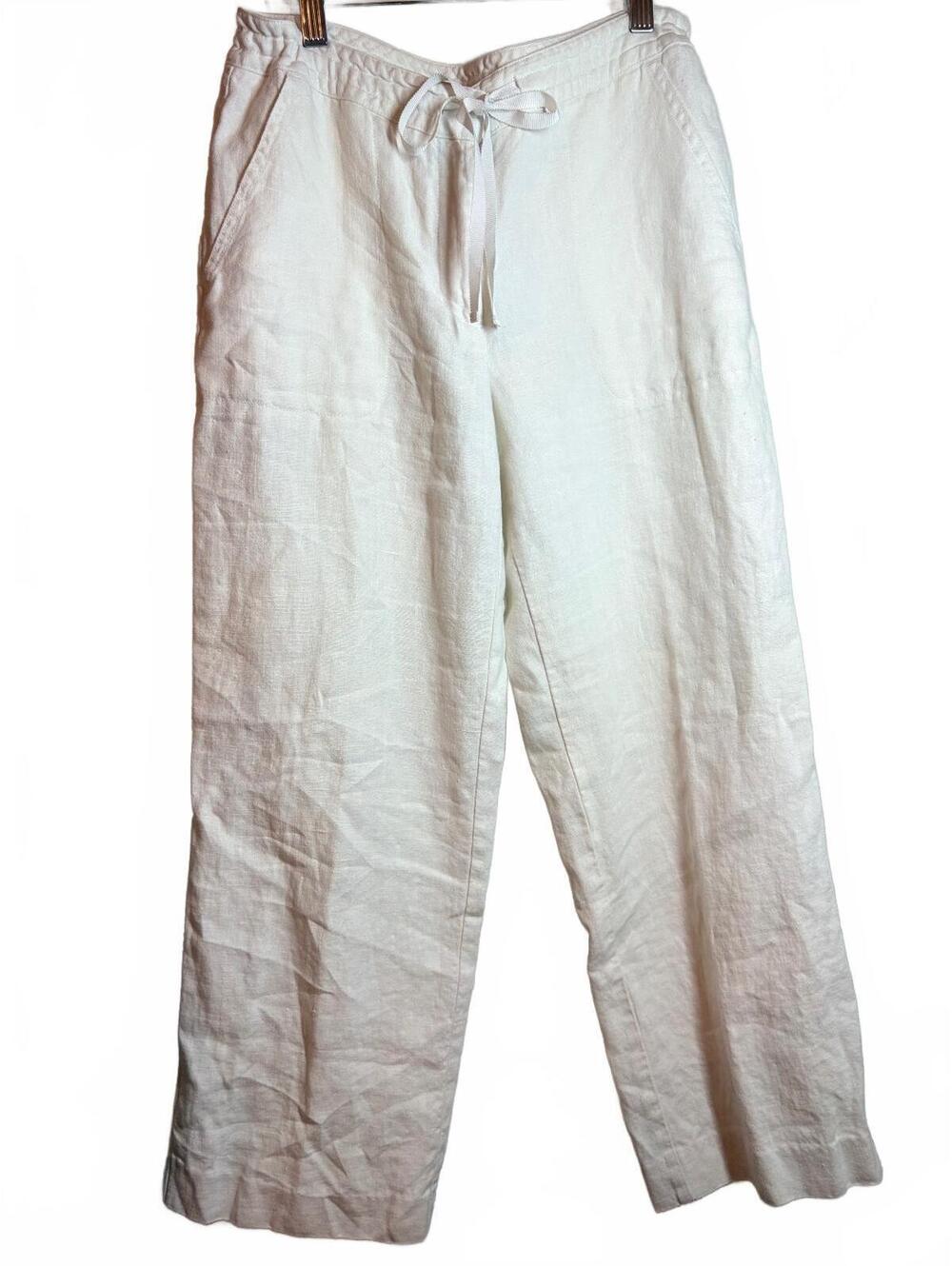 Vintage Ann Taylor White Linen Drawstring Pants 6